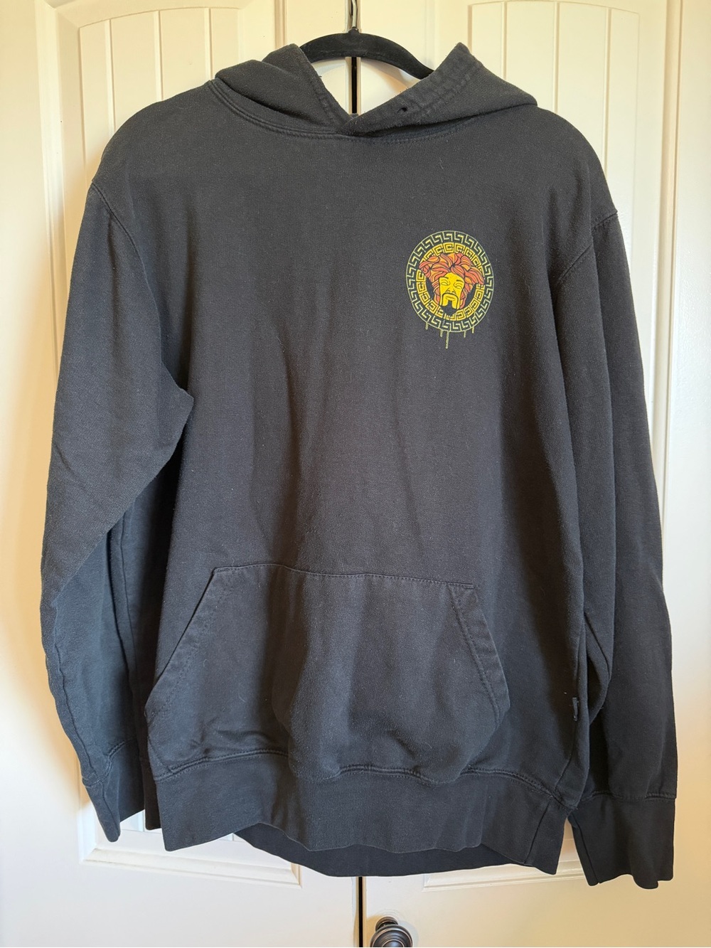 Crooks & Castles Black Hoodie with Yellow and Red Lion Crest